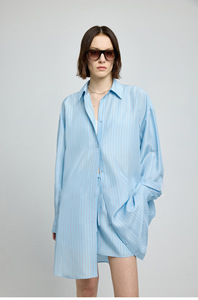 Custom Stripes Spring Loose Summer Lace Long Turn-down Collar <b>Drop</b> Shoulder Long Sleeves Tied Open-<b>backed</b> Poplin Shirt Women's - Product Image 5