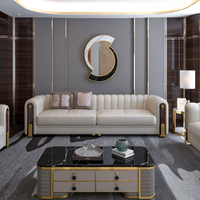Canapé Sectionnel de Salon en Cuir Véritable de Style Italien, Ensemble de Meubles de Luxe Modernes