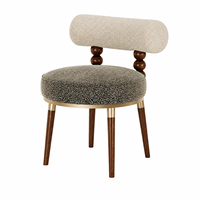 Chaise de salle à manger moderne de luxe en tissu texturé, fauteuil en bois foncé avec assemblage papillon pour projets hôteliers et villas, fabricant OEM