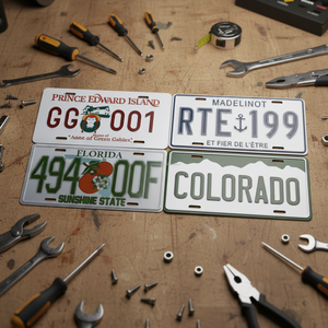 <span class=keywords><strong>Plaque</strong></span> de numéro de voiture en métal aluminium vintage gravée sur mesure, taille américaine, sérigraphie, modèle publicitaire pour automobile - Product Image 2