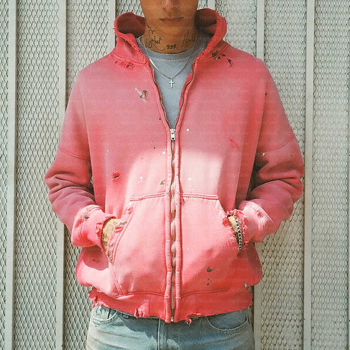 Fang Face Pink Sun Faded Ladies Drop Shoulder Sweatshirt main image 1