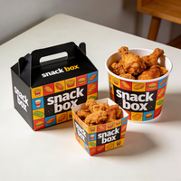 Cajas de Cartón para Pollo Frito Personalizadas al por Mayor, Cajas de Papel para Alimentos de Grado Alimenticio para Pollo Frito, Caja de Embalaje de Papel para Comida Rápida