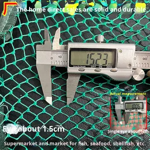 Épuisette à <span class=keywords><strong>manche</strong></span> en bois massif, ensemble complet, maille peu profonde tressée à la main, bord en fil épais anti-abrasion, pour la capture de crabes, homards et fruits de mer - Product Image 5