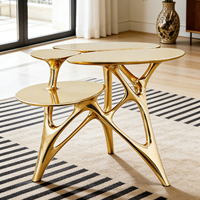 Table basse irrégulière de luxe moderne pour salon, personnalisable en taille et en matériau, dorée, artistique, multi-niveaux