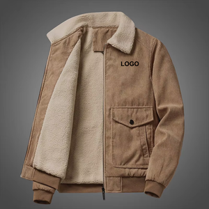Chaqueta de manga larga con forro polar de cordero para hombre, chaqueta con logotipo personalizado, chaqueta informal de pana Vintage para hombre, abrigo de invierno - Product Image 1