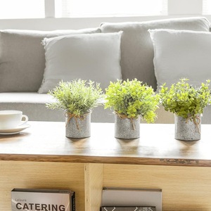 Mini Farmhaus Rustikale Verzinkte Metalltöpfe 3er-Set Künstliche Eukalyptus-Pflanzen für Innenräume Tisch Büro Tischdekoration Immergrün - Product Image 5