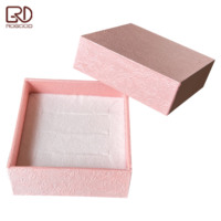 ROGOOD 70*70*30mm Boîte d'emballage de qualité pour bijoux en papier texturé à angle droit avec couvercle et base pour collier, bague, boucles d'oreilles P2273