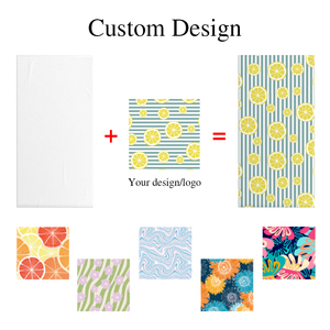 منشفة شاطئ قطنية مطبوعة سريعة الجفاف مخصصة بتقنية التسامي من الألياف الدقيقة والبلاستيك المعاد تدويره، خالية من الرمل، مع شعار - عرض خاص - Product Image 5