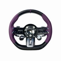 Commandes multifonctions de volant en cuir perforé violet en fibre de carbone sur mesure de style AMG pour Mercedes-Benz CLS W218 C300