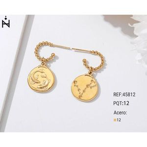 ต่างหูรูปสัญลักษณ์จักรราศีสีทองพร้อมจี้ห้อยโซ่ Acero 12 Ref45812 - Product Image 1