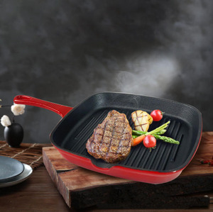 Wajan Panggang Steak Anti Lengket Modern untuk Kompor Gas, Wajan Besi Logam, Wok, Piring Steak Anti Lengket, Griddle - Product Image 3