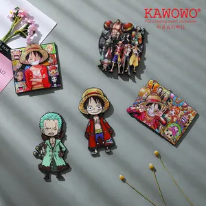 Stiker magnetik kulkas Anime campuran desain 54 Magnet kulkas dekoratif Cosplay kucing Luffy Kakashi karakter kartun