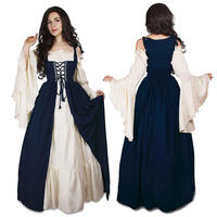 Hochwertiges Mittelalterliches Prinzessinnen-Kostüm für Erwachsene mit Quadratischem Ausschnitt Halloween-Kostümkleid für Party und Bühnenauftritte