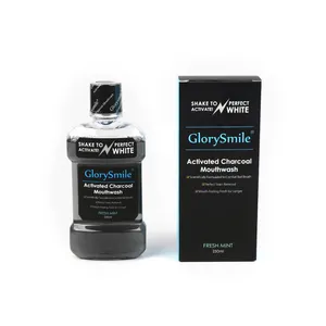 GlorySmile Free Alcohol Fresh Breath 250ミリリットルNatural Mint Flavour Activated Charcoal Mouthwash With Plastic Bottle