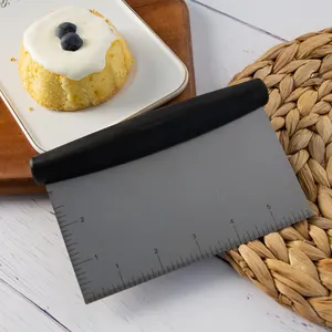 格洛韦高品质厨房使用烘焙工具方形糕点刀刻度430不锈钢面团刮刀，带塑料手柄