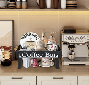 OEM in legno rustico Coffee Station Organizer funzionale quadrato iniezione Technics accessori <span class=keywords><strong>per</strong></span> contenitori - Product Image 4