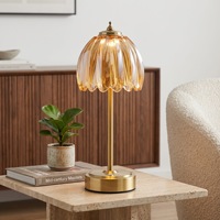 Lampe de table vintage rechargeable en verre, sans fil, à intensité variable, en forme de fleur, fonctionnant sur batterie, pour chambre à coucher, restaurant, intérieur