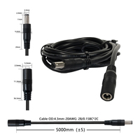 Câble d'extension DC5525 mâle-femelle de 5 mètres, conducteur en cuivre nu 20AWG, cordon d'alimentation pour projecteurs