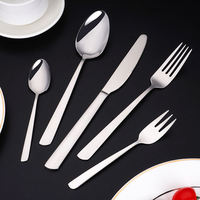 Ensemble de couverts en acier inoxydable de qualité alimentaire, couteau, fourchette, cuillère, 5 pièces, argenté, poli miroir, pour restaurant