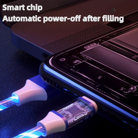 Câble de charge USB lumineux à LED 1M en PVC souple 15W Chargeur rapide en cuivre pur pour téléphone et écouteurs