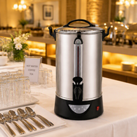 Urne à café en acier inoxydable 50 tasses, chauffe-eau électrique 950W avec contrôle de température pour restaurant et buffet