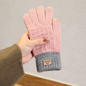 Guantes <span class=keywords><strong>de</strong></span> punto con cable para mujer, guantes <span class=keywords><strong>de</strong></span> punto cálidos con forro polar y pantalla táctil para mujeres y niñas, regalo <span class=keywords><strong>de</strong></span> invierno - Product Image 5