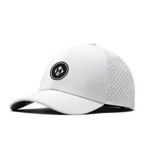 Custom 6 Panel Embroidery Logo Perforated Laser Cut Hole Perforated Baseball Hat Waterproof Sport Cap Trucker Hat