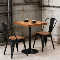 Table et chaises de salle à manger rétro de style industriel américain, 4 places, table combinée en fer et bois pour restaurant, snack-bar et bar