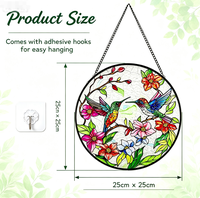 Attrape-soleil en vitrail suspendu pour fenêtre, attrape-soleil colibri de 10 pouces pour intérieur, décoration artistique de fenêtre en verre