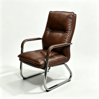 Chaise de bureau élégante à dossier haut pour PDG, chaise de direction, chaise de bureau pour bureau de PDG, moderne, grise, rembourrée, base en forme de traîneau, mobilier de conférence