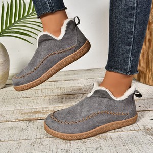 Nouvelles Bottes d'Hiver Décontractées pour Femmes 2024, Style Nord-Est, en Daim Vintage, Couleur Unie, Grande Taille, Chaudes et Tendance - Product Image 2