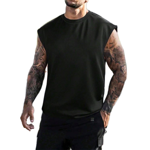 Servicio OEM al por Mayor, Camiseta sin Mangas para Gimnasio, 100% Algodón, 180g, Cuello Redondo, para Hombre, con Apliques, Logotipo Personalizado, Impresión Digital Frontal, Transpirable, Tejida - Product Image 1