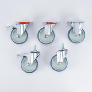 Ruote Industriali con Stelo Filettato in TPR Blu, Capacità di Carico 60-100kg, 3-6 Pollici, Prezzo Eccellente - Product Image 2