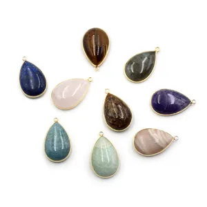 high quality semi-precious stone pendant loose gems wholesale amazonite quartz teardrop crystal pendant gemstone for necklace