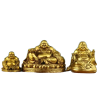 Statues de Bouddha riantes Feng Shui en cuivre et laiton pur, assises sur un trône de dragon, tailles personnalisables