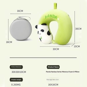 Almohada Ligera en Forma <span class=keywords><strong>de</strong></span> U <span class=keywords><strong>de</strong></span> Espuma Viscoelástica con Dibujo <span class=keywords><strong>de</strong></span> Panda Adorable para Estudiantes y Viajeros, Soporte para el Cuello, Alivio del Estrés, Desmontable y Lavable - Product Image 5