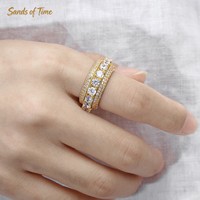 Bague interactive rotative à 5 rangs en moissanite VVS, plaquée argent sterling 925, personnalisée, style hip-hop, pour homme