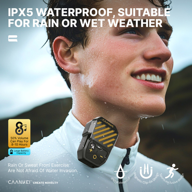 Outdoor Sports Wireless BT Audio Portable Wearable Collar Clip Waterproof Small Mini Speaker Noise Cancellation