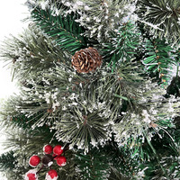 Arbre de Noël sur pied en PVC personnalisé avec fruits rouges effet neige, grand modèle à brancher pour centres commerciaux et espaces commerciaux