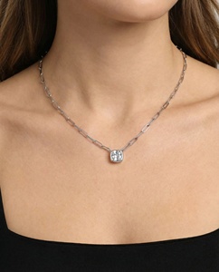 Bán Buôn <span class=keywords><strong>14K</strong></span>/18K Vàng Bezel Set Vuông Kim Cương Phụ Nữ Kẹp Giấy Vòng Cổ Thời Trang Hợp Thời Trang Đồ Trang Sức Với Liên Kết Chuỗi - Product Image 5