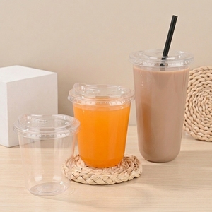 Bicchiere in Plastica Ecologica per Alimenti con Fondo a U, 480ml 360ml 700ml, Bicchiere a Forma di U per Boba Ghiacciata con Coperchio Trasparente da 98mm, Bicchiere Monouso in PET - Product Image 1