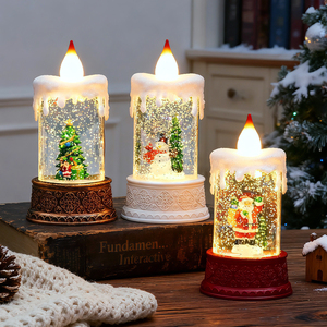 Squisita Lanterna Natalizia a Sfera di Neve con Candela LED Tremolante, Luce Calda a Batteria, Decorazione Festiva per la Casa in Plastica - Product Image 4
