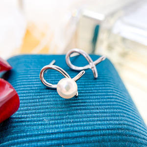 Boucles d'oreilles en argent S925 DIY avec perles en forme de croix et perles rondes de 3 à 6 mm, boucles d'oreilles à clous tendance 2019 - Product Image 2