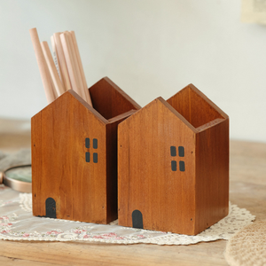 Porte-stylos <span class=keywords><strong>en</strong></span> bois <span class=keywords><strong>en</strong></span> forme de cabane, organiseur de bureau pour fournitures de bureau, joli organiseur de pinceaux et de stylos <span class=keywords><strong>en</strong></span> bois naturel pour la maison et le bureau - Product Image 6