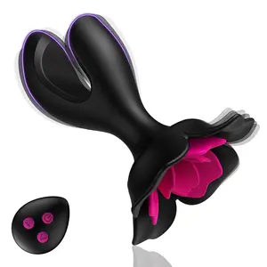 ZWFUN Control remoto Black Rose VIbrator Anal Plug Sex silicona suave Rose anal plug masajeador anal juguetes para hombres y mujeres
