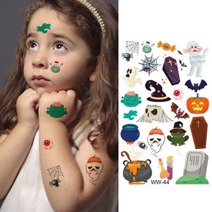 Autocollants de tatouage temporaire d'art corporel d'Halloween pour garçons et filles Impression de conception de cirque sur papier pour l'utilisation des bras - Product Image 5