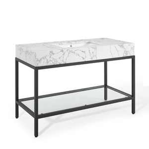 <span class=keywords><strong>Homedee</strong></span> 48 Pouces noir en acier inoxydable salle de bain vanité armoires - Product Image 4