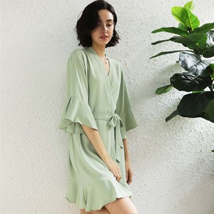 <span class=keywords><strong>Robe</strong></span> de mariée en mousseline de soie et satin FUNG 6008 à col en V et volants pour séance photo de mariage - Product Image 1