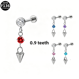 Boucles d'oreilles clous coniques pointus <span class=keywords><strong>en</strong></span> alliage de titane F136 incrustées de zircon, bijoux de <span class=keywords><strong>piercing</strong></span> brillants pour lèvres et labret, unisexe - Product Image 4