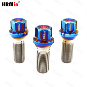 Boulons de roue automobile en titane Gr.5 Ti-6Al-4V à cône de 60 degrés M14x1.5x28mm avec boulons <span class=keywords><strong>antivol</strong></span> et clé en titane - Product Image 4